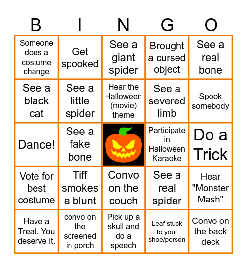 Virtual Halloween Bingo Card