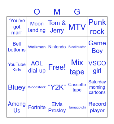 Generations in Play Bingo Card