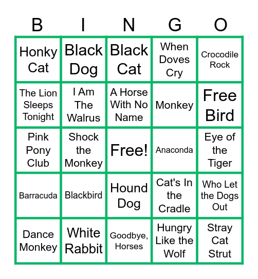 🐈‍⬛🫏🦅🐦🐕‍🦺MUSIC BINGO at the Ann Arbor Eagles!  Animal Songs! 🫎🐧🐥🐩🐈 Bingo Card