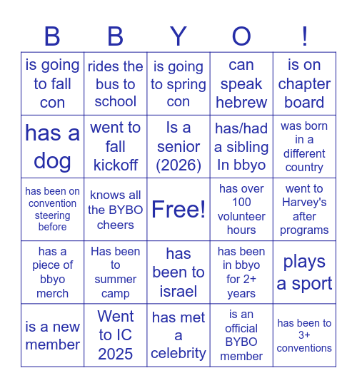 Find a person who...BBYO EDITION! Bingo Card