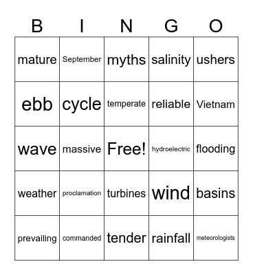 MONSOON Bingo Card