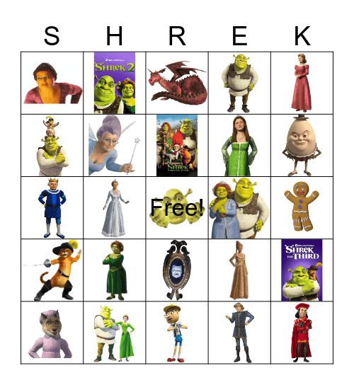 Shrek Bingo Card
