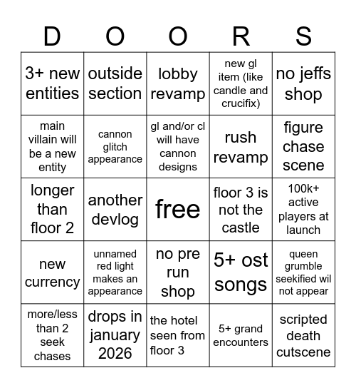 floor 3 Bingo Card