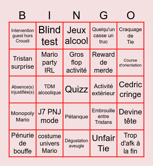 Bingo Croustmas Bingo Card