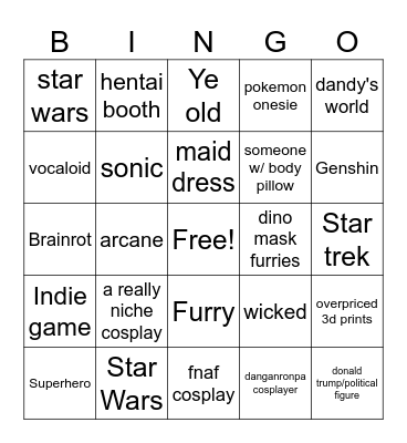 comic con 2025 bingo Card