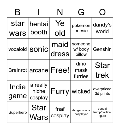 comic con 2025 bingo Card