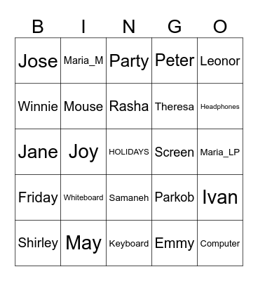 End of Term  - PARTY BINGO Card