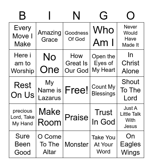 WORSHIP SINGO Bingo Card