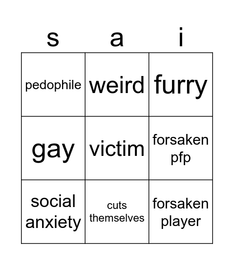 spawnism Bingo Card