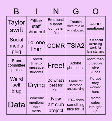 C&C Bingo Card
