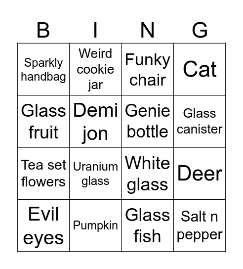 Glass Bingo Card