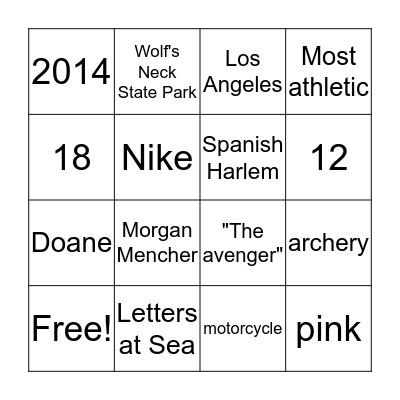 FHS TRIVINGO - CARD 1  Bingo Card