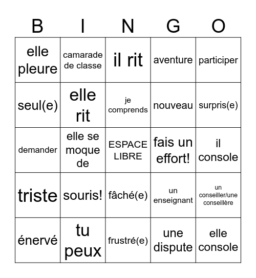Les suggestions Bingo Card