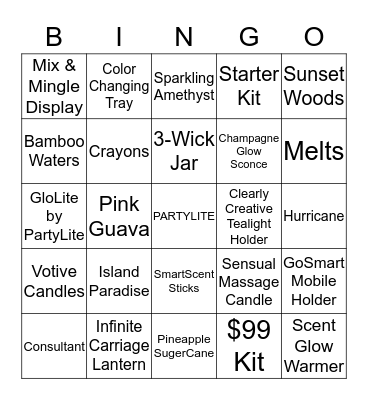 PartyLite Bingo Card