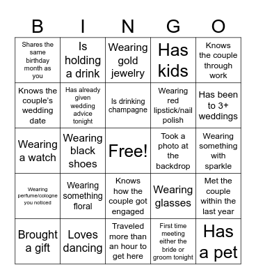 Find the Guest! Bingo Card