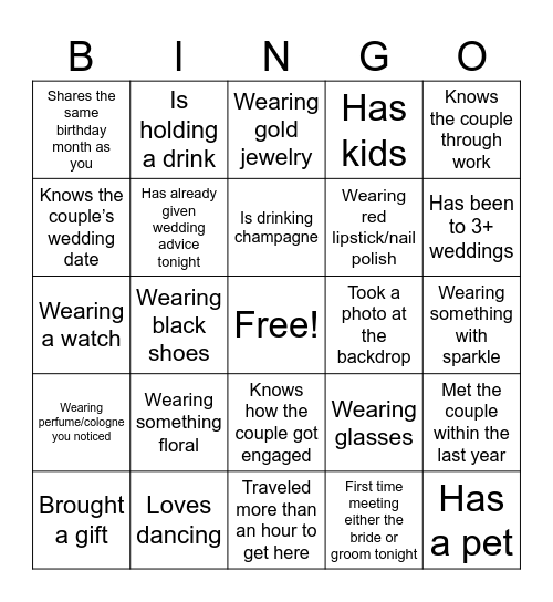 Find the Guest! Bingo Card