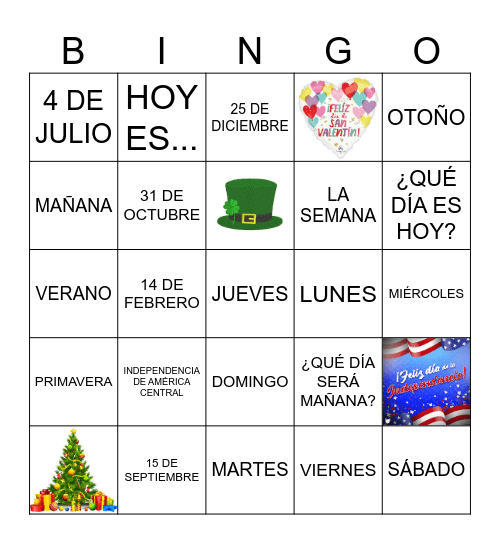 LA FECHA Bingo Card
