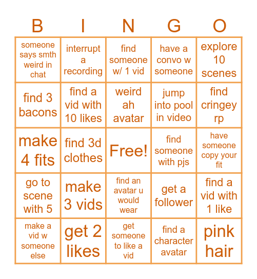 Clip it bingo Card