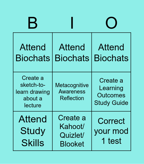 Mod 1 extra credit Bingo Card