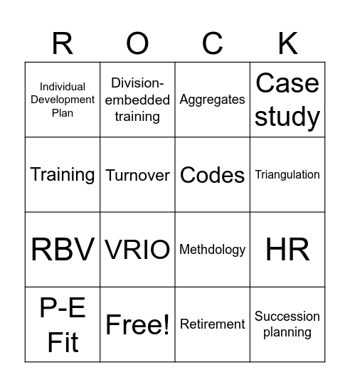 Dissertation Blackout Bingo Card