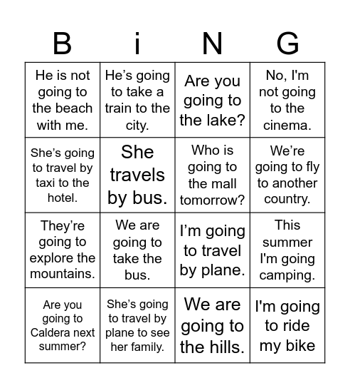Holidays Bingo Card