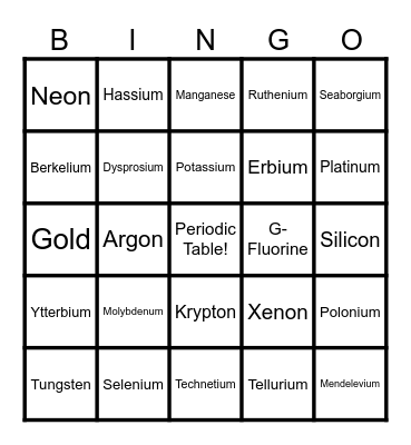 ELEMENTAL BING-O Bingo Card