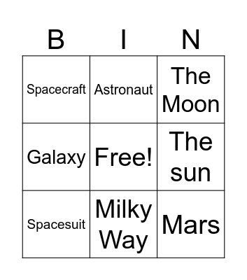 Space Bingo Card