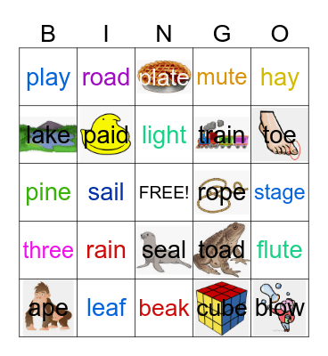 Long Vowel Sounds Bingo Card