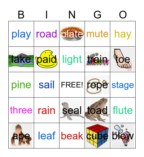 Long Vowel Sounds Bingo Card