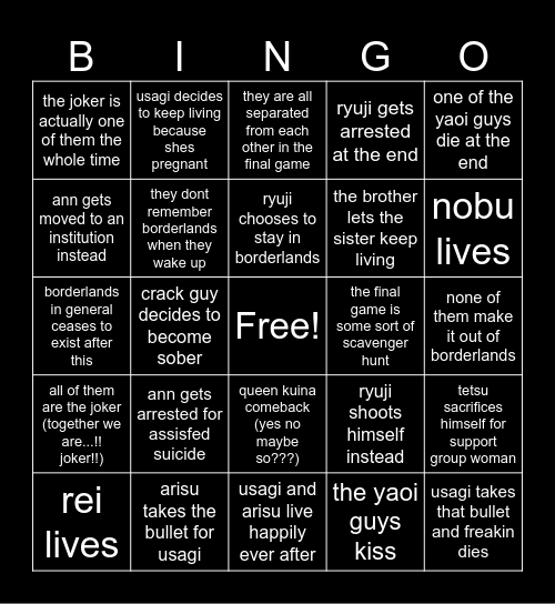 #myaibpredictions Bingo Card