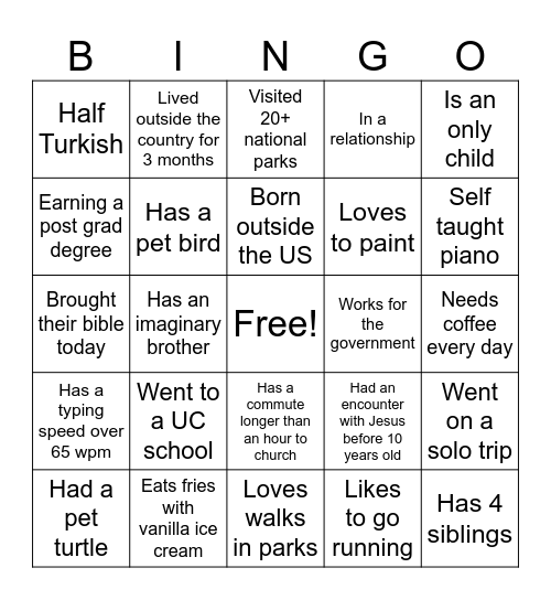 2025 Life Bingo Card