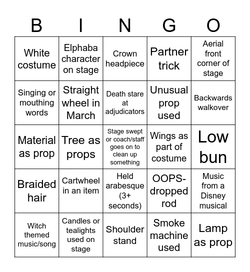 Calisthenics Bingo Card