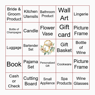 Bridal Bingo Card
