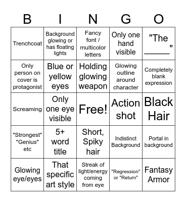 Generic Action Webtoon Cover Bingo Card