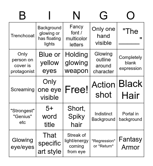 Generic Action Webtoon Cover Bingo Card