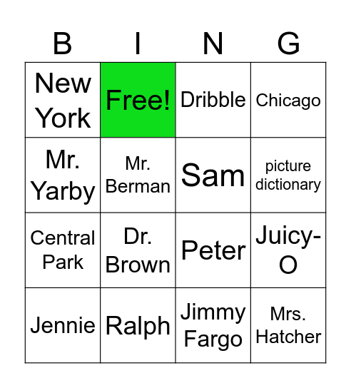 tales of a fourth grade nothing Bingo Card