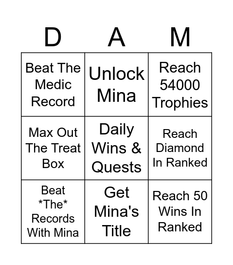 THE BIGGEST PROGRES' MONTH!!! Bingo Card