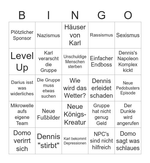 DnD Kerzenhalter Bingo Card