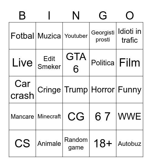 TikTok Bingo Card