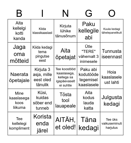 Heategude bingo Card
