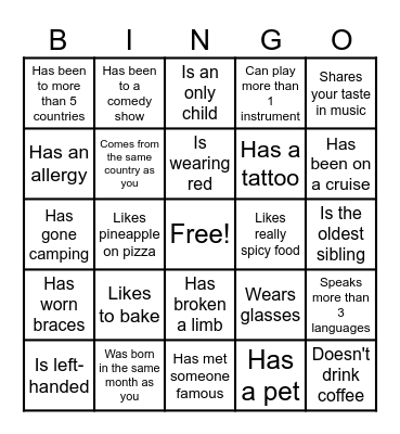 BLUE GROUP ICEBREAKER Bingo Card