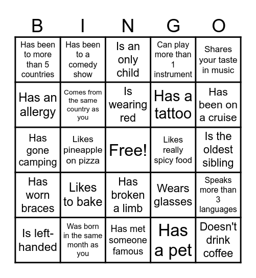 BLUE GROUP ICEBREAKER Bingo Card