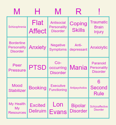 MENTAL HEALTH BINGO Card