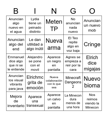 MINECON LIVE 2025 Bingo Card