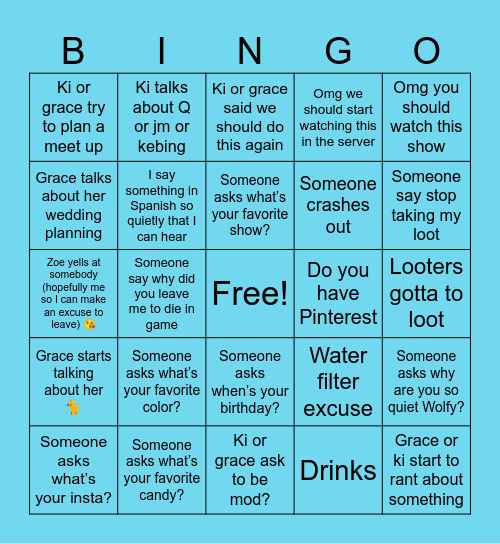 How we’ll be annoyed Bingo Card