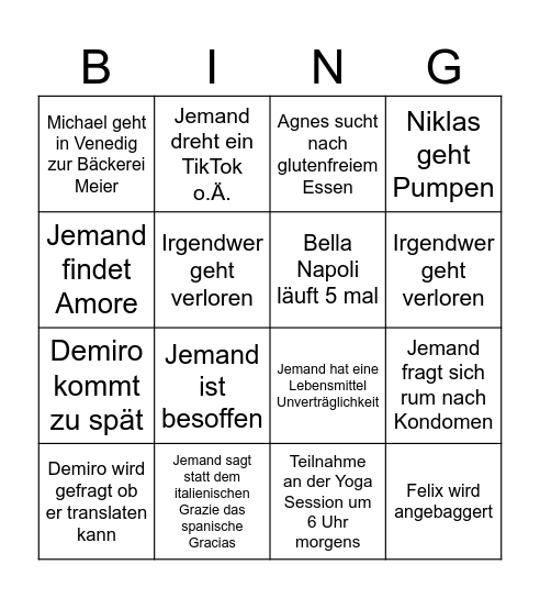Gardersee Ersti-Fahrt Bingo Card