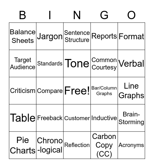 POB Unit 1 Vocab Bingo Card