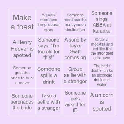 Tarryn's Bachelorette Bingo Card