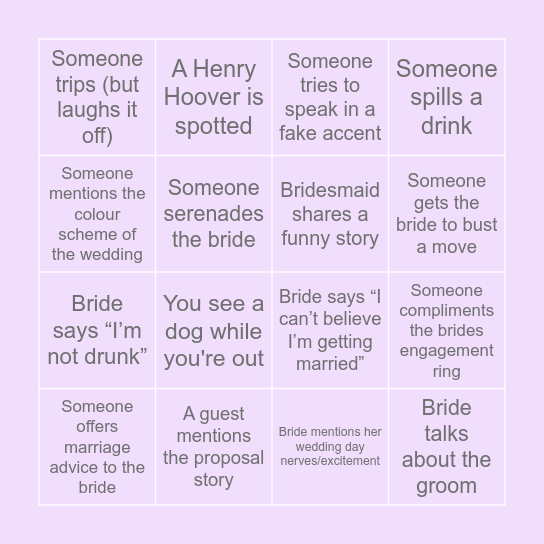 Tarryn's Bachelorette Bingo Card