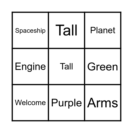 Look inside space Bingo Card